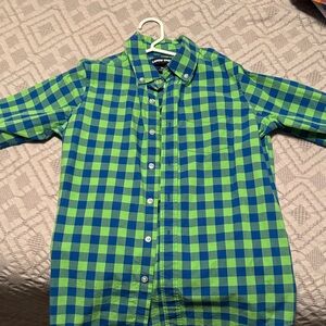 Lands' End Kids Vibrant Checkered Button Down Shirt